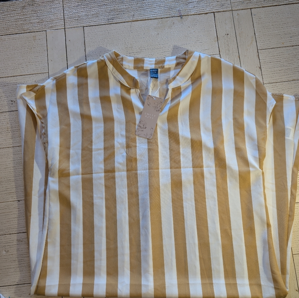 Emery Rose Striped Gold and White cover up